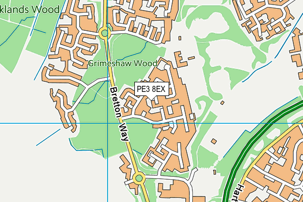 PE3 8EX map - OS VectorMap District (Ordnance Survey)