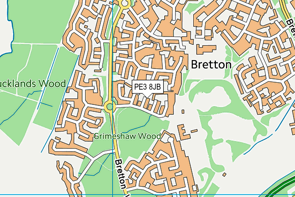 PE3 8JB map - OS VectorMap District (Ordnance Survey)