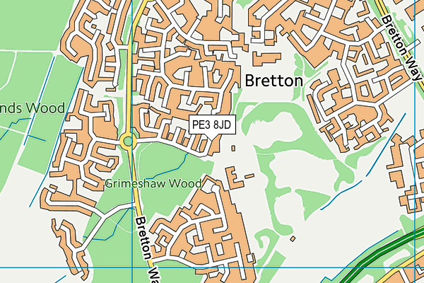 PE3 8JD map - OS VectorMap District (Ordnance Survey)