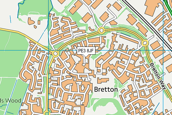 PE3 8JF map - OS VectorMap District (Ordnance Survey)
