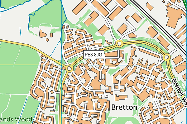 PE3 8JG map - OS VectorMap District (Ordnance Survey)