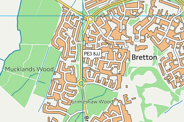 PE3 8JJ map - OS VectorMap District (Ordnance Survey)