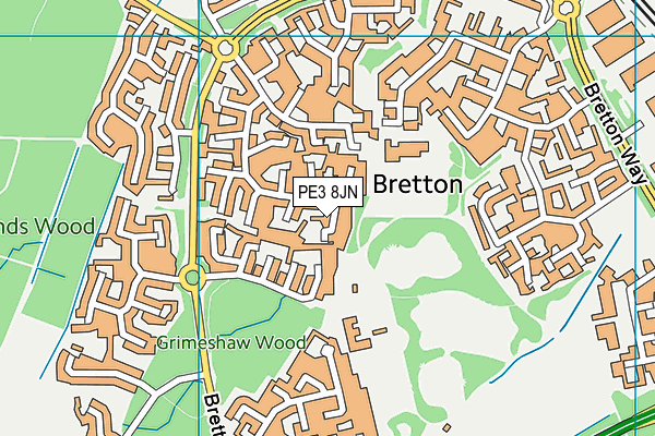 PE3 8JN map - OS VectorMap District (Ordnance Survey)