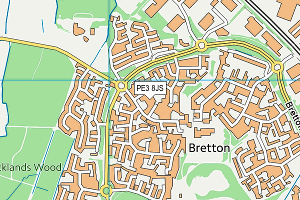 PE3 8JS map - OS VectorMap District (Ordnance Survey)