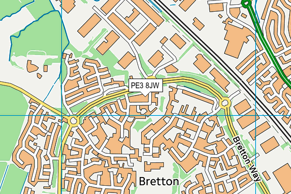 PE3 8JW map - OS VectorMap District (Ordnance Survey)