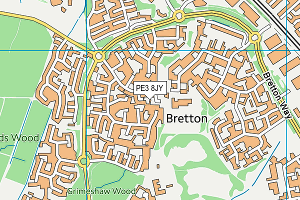 PE3 8JY map - OS VectorMap District (Ordnance Survey)