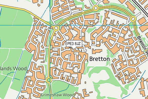 PE3 8JZ map - OS VectorMap District (Ordnance Survey)