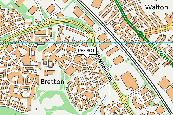 PE3 8QT map - OS VectorMap District (Ordnance Survey)