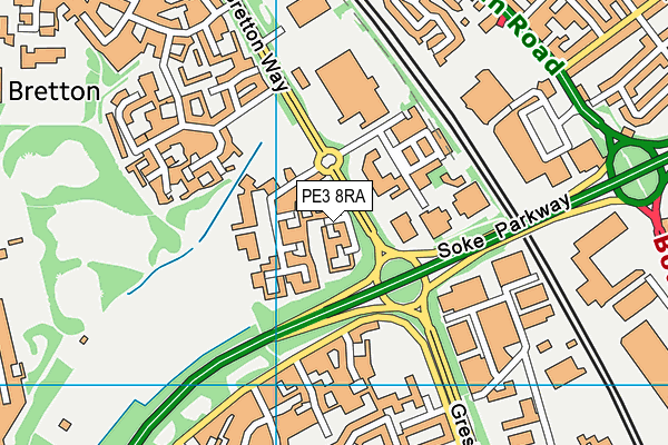 PE3 8RA map - OS VectorMap District (Ordnance Survey)