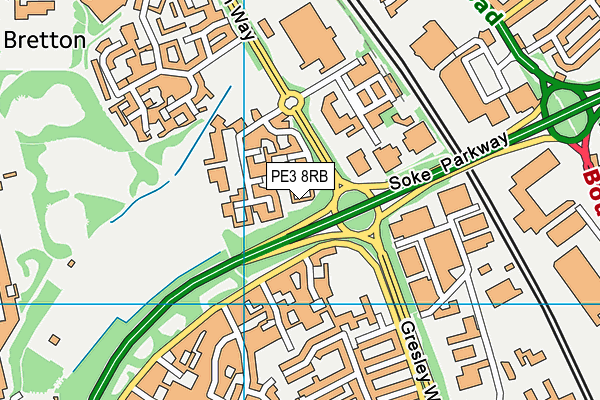 PE3 8RB map - OS VectorMap District (Ordnance Survey)