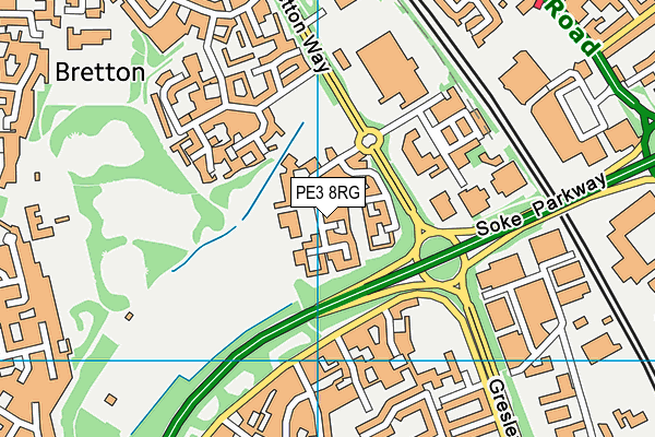 PE3 8RG map - OS VectorMap District (Ordnance Survey)