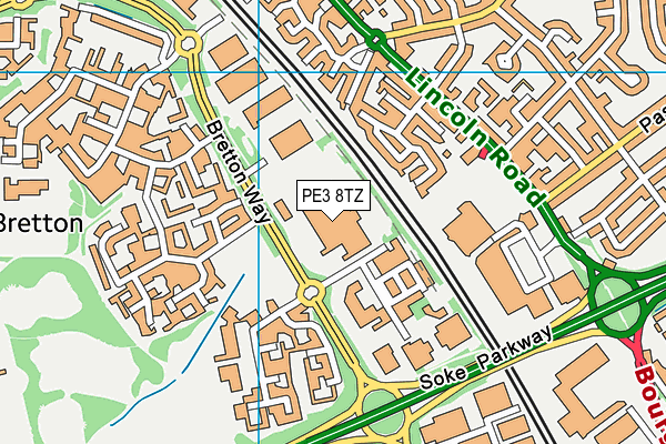 PE3 8TZ map - OS VectorMap District (Ordnance Survey)