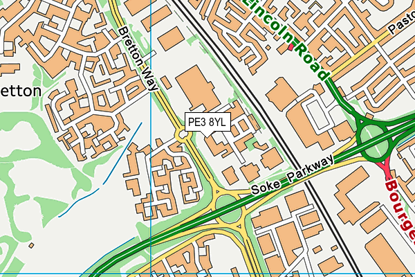 PE3 8YL map - OS VectorMap District (Ordnance Survey)