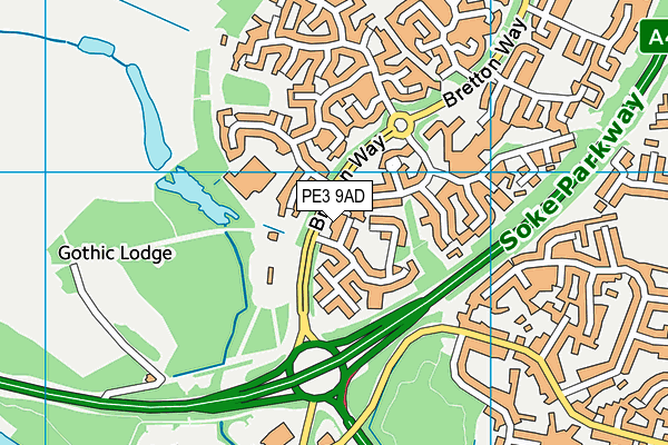 PE3 9AD map - OS VectorMap District (Ordnance Survey)