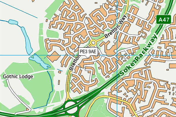 PE3 9AE map - OS VectorMap District (Ordnance Survey)