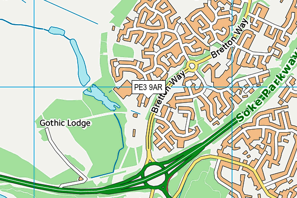 PE3 9AR map - OS VectorMap District (Ordnance Survey)