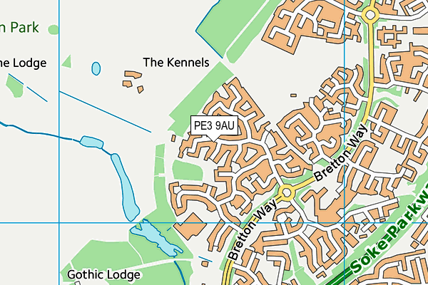 PE3 9AU map - OS VectorMap District (Ordnance Survey)