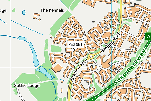 PE3 9BT map - OS VectorMap District (Ordnance Survey)