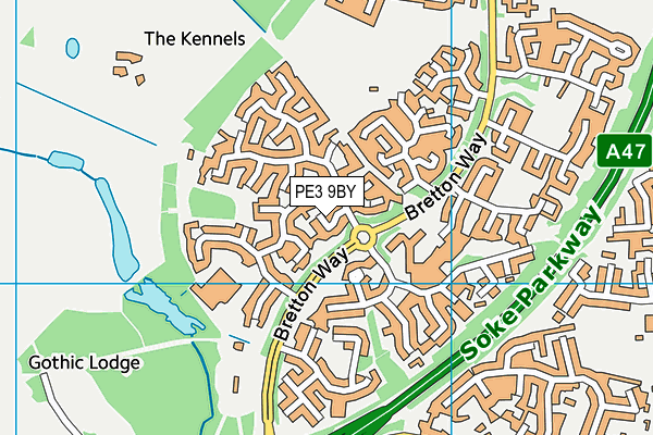 PE3 9BY map - OS VectorMap District (Ordnance Survey)