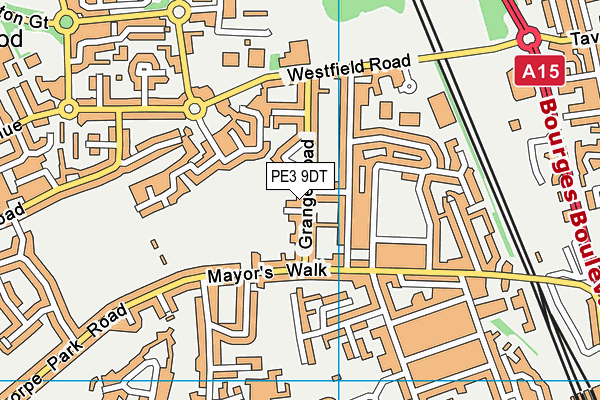 PE3 9DT map - OS VectorMap District (Ordnance Survey)