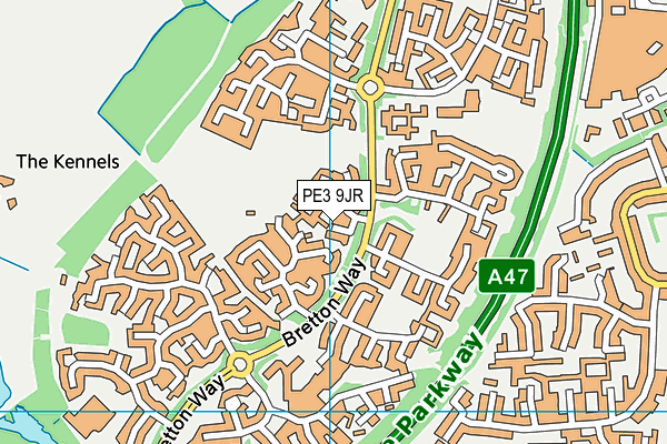 PE3 9JR map - OS VectorMap District (Ordnance Survey)