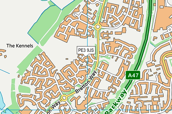 PE3 9JS map - OS VectorMap District (Ordnance Survey)