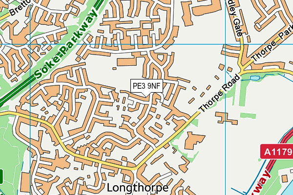 PE3 9NF map - OS VectorMap District (Ordnance Survey)