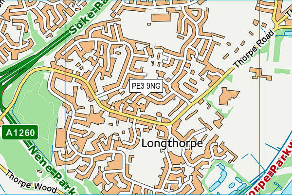 PE3 9NG map - OS VectorMap District (Ordnance Survey)