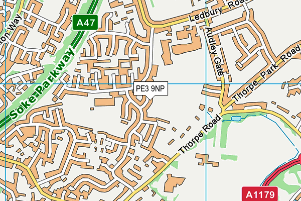PE3 9NP map - OS VectorMap District (Ordnance Survey)