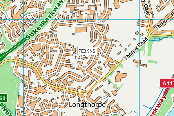 PE3 9NS map - OS VectorMap District (Ordnance Survey)