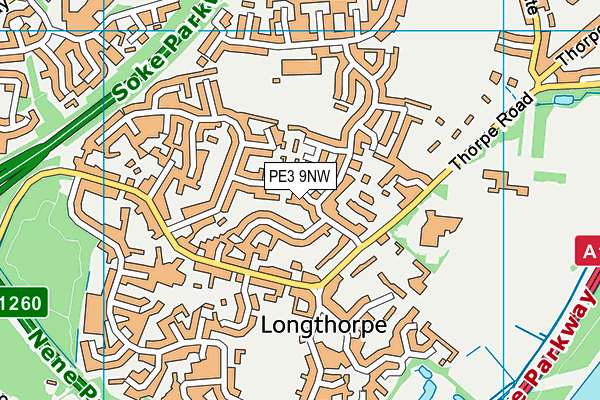 PE3 9NW map - OS VectorMap District (Ordnance Survey)
