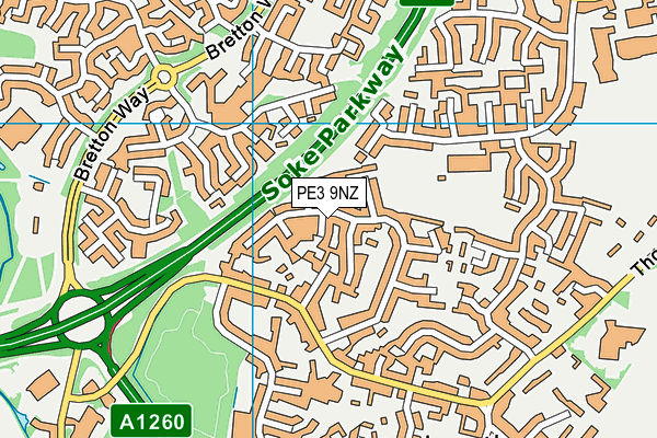 PE3 9NZ map - OS VectorMap District (Ordnance Survey)