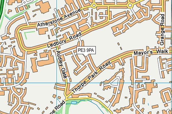 PE3 9PA map - OS VectorMap District (Ordnance Survey)