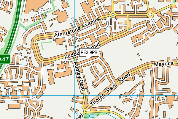 PE3 9PB map - OS VectorMap District (Ordnance Survey)