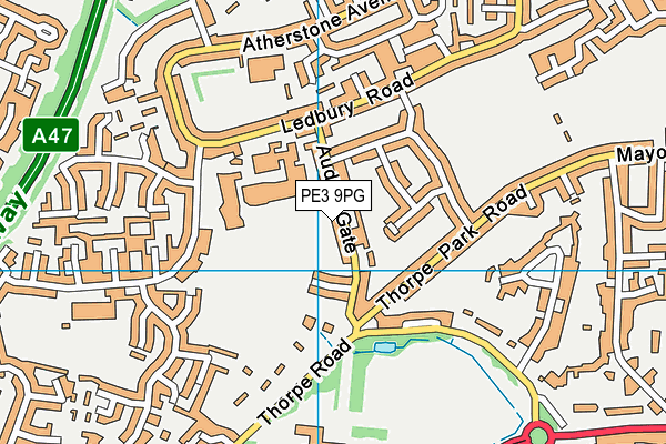 PE3 9PG map - OS VectorMap District (Ordnance Survey)