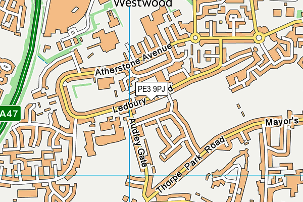 PE3 9PJ map - OS VectorMap District (Ordnance Survey)