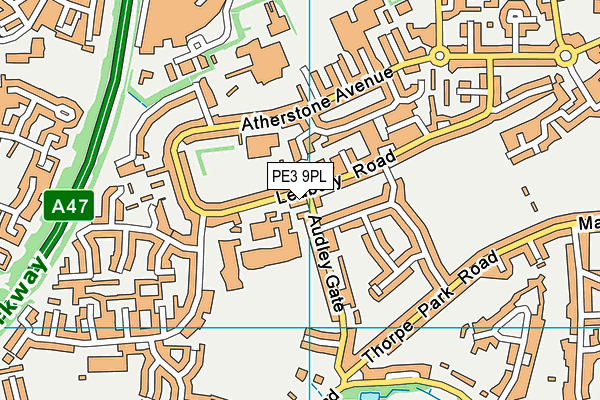 PE3 9PL map - OS VectorMap District (Ordnance Survey)
