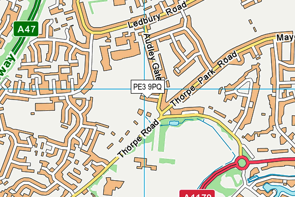 PE3 9PQ map - OS VectorMap District (Ordnance Survey)