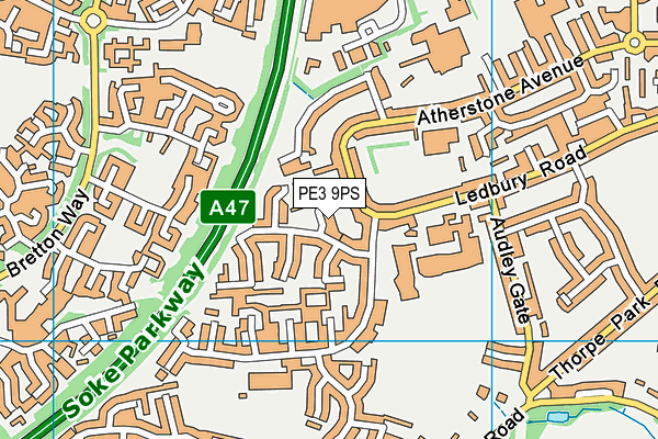 PE3 9PS map - OS VectorMap District (Ordnance Survey)