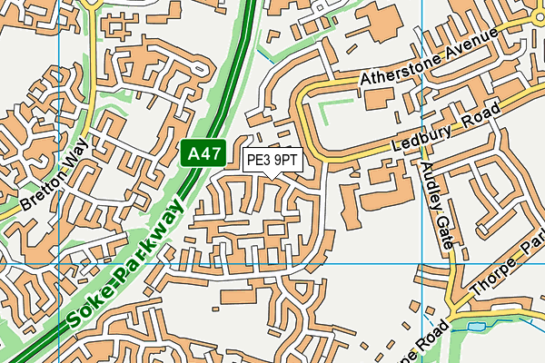 PE3 9PT map - OS VectorMap District (Ordnance Survey)