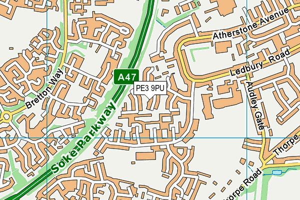 PE3 9PU map - OS VectorMap District (Ordnance Survey)