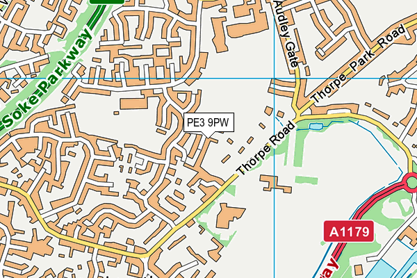 PE3 9PW map - OS VectorMap District (Ordnance Survey)