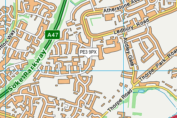 PE3 9PX map - OS VectorMap District (Ordnance Survey)