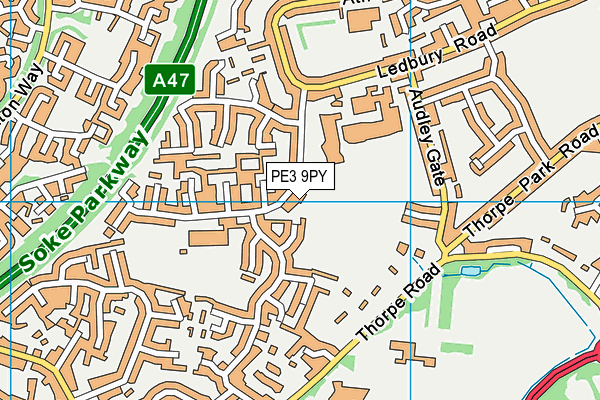 PE3 9PY map - OS VectorMap District (Ordnance Survey)