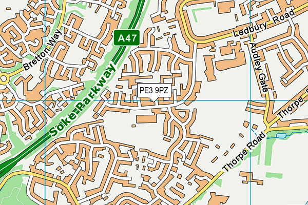 PE3 9PZ map - OS VectorMap District (Ordnance Survey)