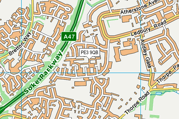 PE3 9QB map - OS VectorMap District (Ordnance Survey)