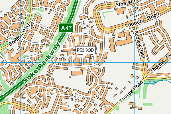 PE3 9QD map - OS VectorMap District (Ordnance Survey)