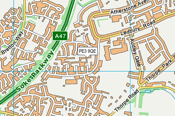 PE3 9QE map - OS VectorMap District (Ordnance Survey)