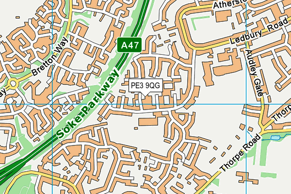 PE3 9QG map - OS VectorMap District (Ordnance Survey)