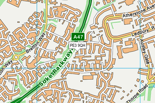 PE3 9QH map - OS VectorMap District (Ordnance Survey)